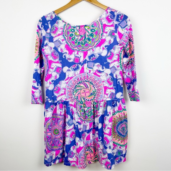 Lilly Pulitzer Girls Elephant Pattern 3/4 Length Sleeve Dress - Picture 3 of 8